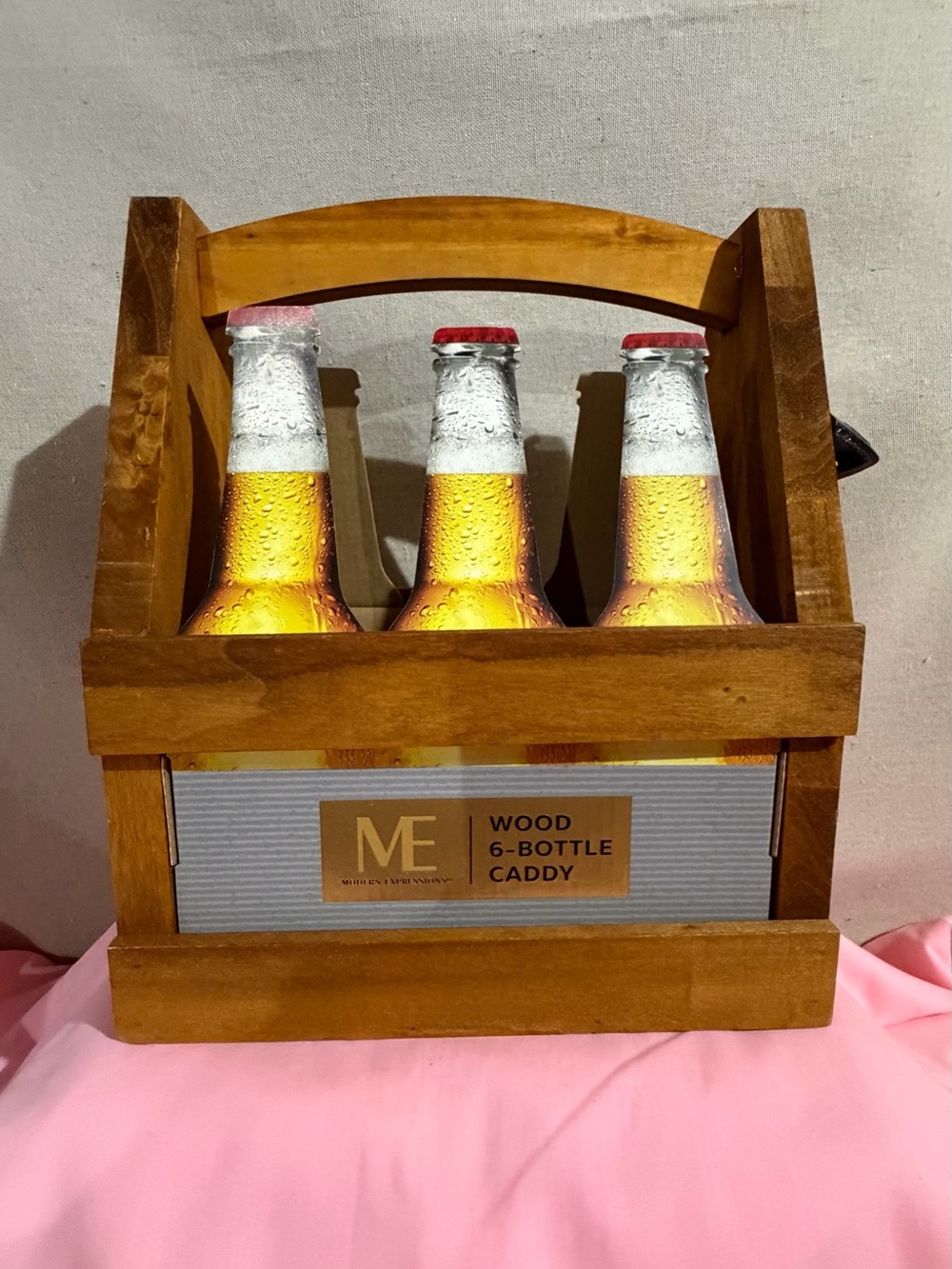ME Makeover Essentials Wooden 6-Bottle Caddy & Cheese Knife set
